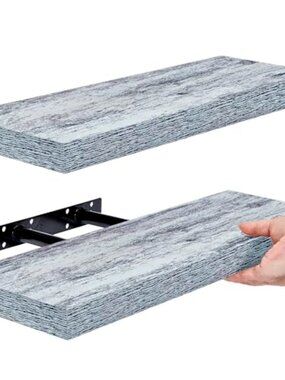 New Floating Shelves - 2 Pack 16 Inch Rustic & Blue Wall Shelves for Bedroom